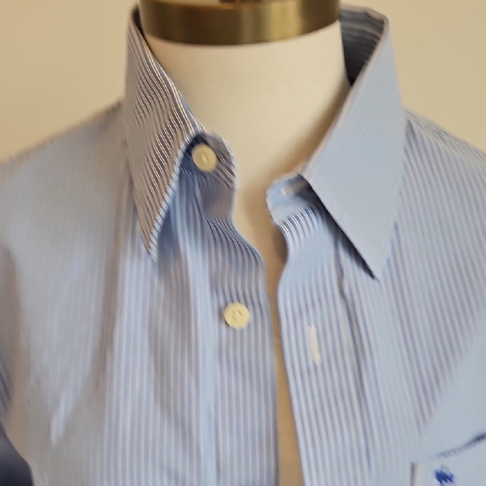 Abercrombie & Fitch Men's Blue Striped Dress Shirt - Picture 4 of 5